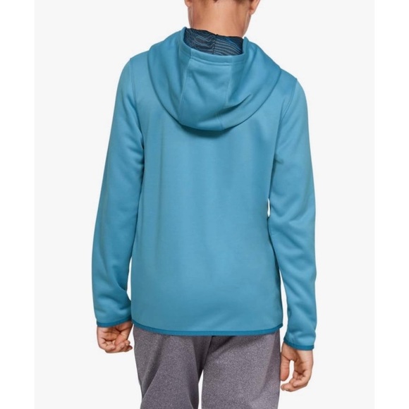 Size XL Youth Under Armour Fleece Wordmark Hoodie - Blue/ Acadia - Picture 2 of 8